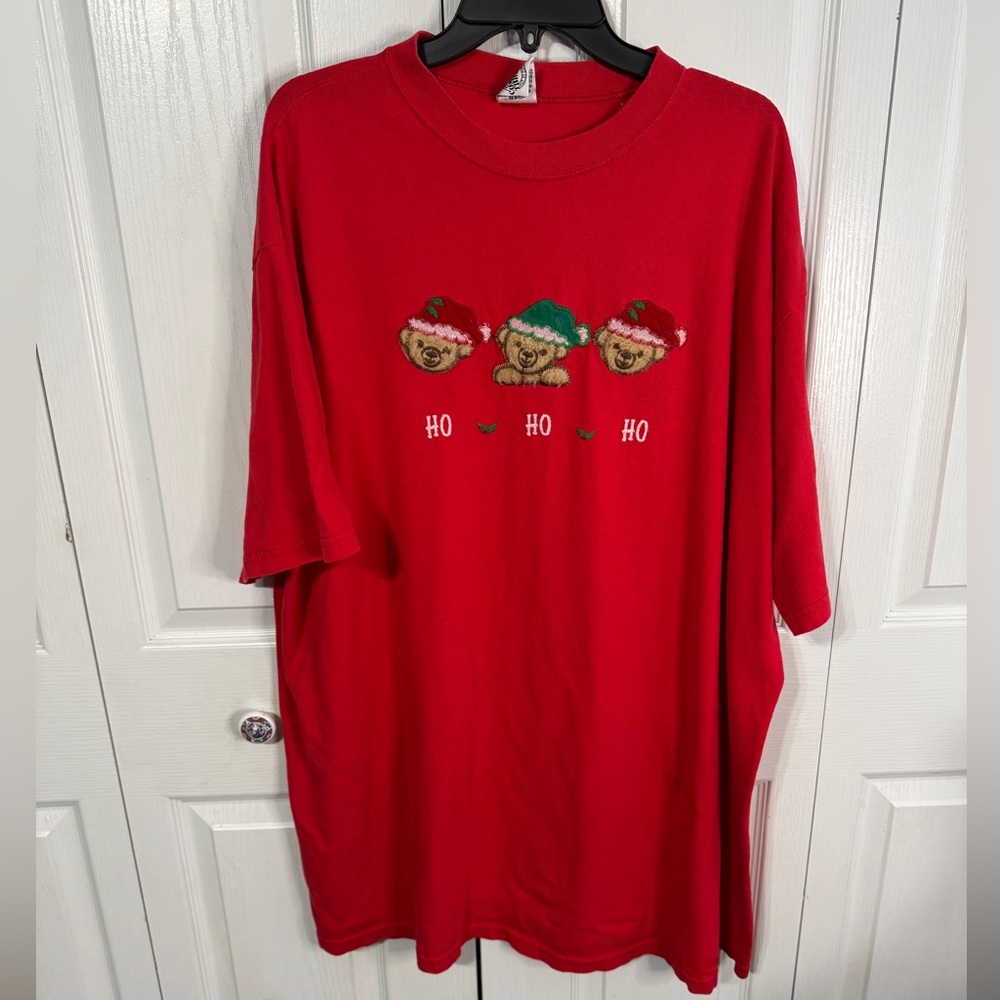 Common Threads vintage Christmas fuzzy bear embroidered OS